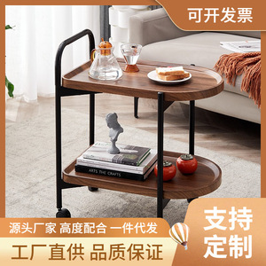 Wood Mobile <b>Trolley</b> Side Table With Wheels For Coffee Table Storage Rack Small Living Room Furniture - Product Image 5