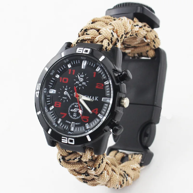 Tactical watch with compass survival multi-function watch