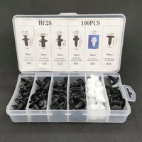 HY 100 pièces Kit de clips de fixation automobile, clips rivets pour garde-boue, rivets de retenue à pousser pour carrosserie, clips de retenue pour pare-chocs, garnitures de porte et panneaux de carrosserie