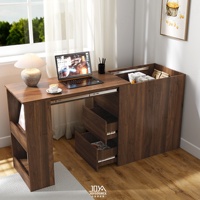Bureau d'ordinateur moderne en bois de luxe avec rangement dissimulé pour la maison, la chambre à coucher, le salon ou l'hôtel, conçu pour une conception ouverte