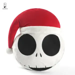 Cojín bordado de retazos de demonio blanco de Halloween con sombrero rojo cara de calavera decoración del hogar almohadas