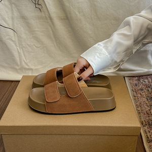 Sandales à plateforme compensée en faux daim pour femmes, mules confortables antidérapantes à bout ouvert, grandes tailles - Product Image 6