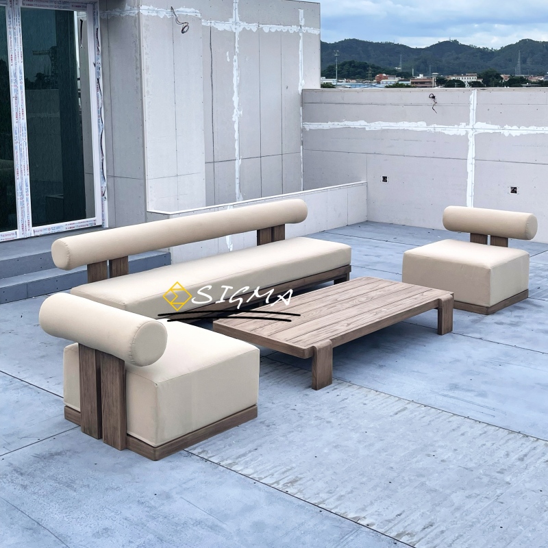 High End Luxury Outdoor Furniture set Patio Courtyard Villa Teak solid Wooden furniture Garden sofa set