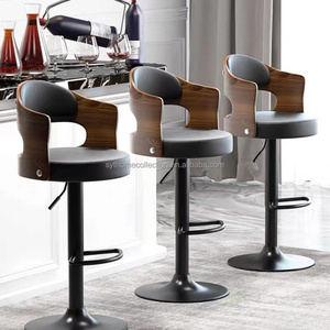 Tabourets de <span class=keywords><strong>bar</strong></span> de luxe simples et modernes, chaises de <span class=keywords><strong>bar</strong></span> pivotantes à dossier haut et réglable en <span class=keywords><strong>bois</strong></span>, chaises de <span class=keywords><strong>bar</strong></span> confortables à dossier bas - Product Image 1