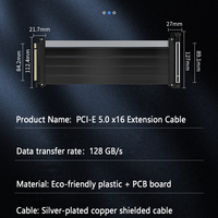Câble Riser PCIe 5.0 X16 pour Carte Graphique, Câble d'Extension GPU à Montage Vertical pour Boîtier PC, Câble Ruban Flexible Blindé