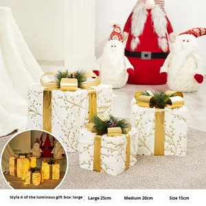 Christmas Light up <b>Gift</b> Boxes - 3 Pcs LED Present <b>Box</b> Decorations with Bows for Indoor Outdoor Holiday Party Decor - Product Image 6