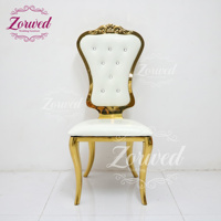 Chaises de trône empilables en métal doré de luxe pour hôtels, décoration de mariages, événements extérieurs et salons – Vente en gros