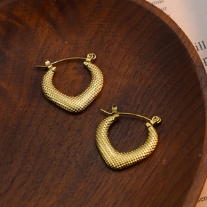Geometric Cuff Earrings Gold Titanium Steel Casual Style V Shaped Ear Cuffs - Product Image 1