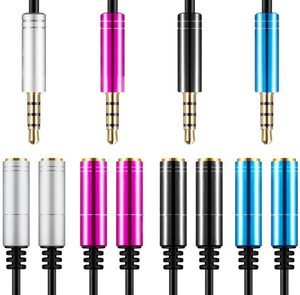 4 poli di metallo In lega di Alluminio 1 maschio a 2 femmina audio microfono splitter <span class=keywords><strong>Jack</strong></span> Da 3.5mm <span class=keywords><strong>aux</strong></span> Audio Splitter adapter - Product Image 1