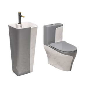 Conjunto de Inodoro <span class=keywords><strong>con</strong></span> Lavamanos, Sanitarios de Cerámica Artística, <span class=keywords><strong>Lavabo</strong></span>, Inodoro Amarillo, Juego de Inodoros para Baño - Product Image 4