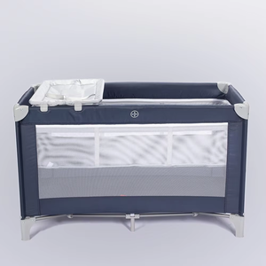 Lit bébé portable pliable avec panneau en maille <span class=keywords><strong>Parc</strong></span> de jeu pour bébé facile à transporter avec <span class=keywords><strong>crochet</strong></span> deuxième couche et table à langer - Product Image 1