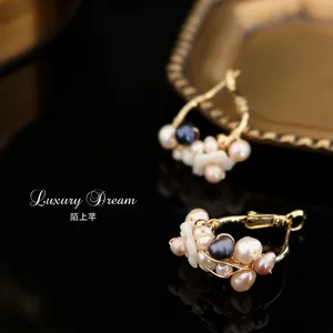 Autumn and winter style fashion small earrings pendant natural pearl baroque style earrings joker simple earrings
