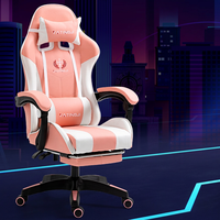 Chaise de jeu ergonomique en cuir de haute qualité, dossier haut, pivotant à 360°, inclinable avec éclairage LED RGB