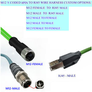 Conector Personalizado AN HUA M12 de 8 Pines con Codificación X, Macho y Hembra, Cable Ethernet Industrial RJ45 Profinet EtherCAT, Arnés de Cable Doble - Product Image 5