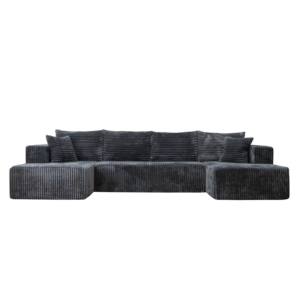 Divano Letto Modulare a U in Corduroy Moderno, Design Senza Montaggio, Imbottitura in Schiuma Resistente, Grigio - Product Image 1