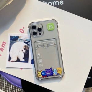Retro Pixel Art Transparent <b>Phone</b> Case with Card <b>Holder</b> Cute Cartoon Design Shockproof Protective Cover Anti Scratch Clear - Product Image 2