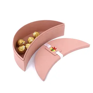 Caja de cartón personalizada con forma de media luna, almacenamiento de dulces, regalo de Chocolate con tapa