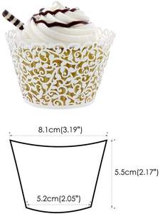 อุปกรณ์ตกแต่งหน้าเค้กวันเกิด,ที่ใส่คัพเค้กสีขาวที่ห่อแบบเลเซอร์สำหรับงานแต่งงานงานเลี้ยง - Product Image 2