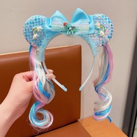 Bandeau de cheveux à nœud de dessin animé, princesse Elsa, mignon, exquis, bandeau de perruque, nœud dégradé, style féerique, accessoires pour cheveux de filles, bébé, cadeau