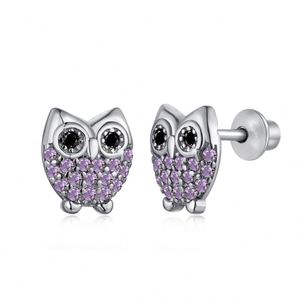 Dylam New Arrival Hypoallergenic Nickel Free 925 Sterling <b>Silver</b> Kid Children 5A CZ Cubic Zirconia Tiny Owl <b>Stud</b> <b>Earrings</b> - Product Image 1