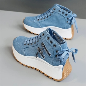 Chaussures décontractées montantes <span class=keywords><strong>pour</strong></span> femmes 2025 – 3 couleurs, semelle épaisse, fermeture éclair et lacets, détail cœur, antidérapantes, toutes saisons - Product Image 3