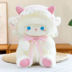 Peluche Pecora Angeli Nani con Fiocco da 20/30 cm, Simpatico Cuscino a Forma di Agnello Bianco, Regalo di Compleanno per Bambini e Bambine, Vendita all'Ingrosso - Product Image 4
