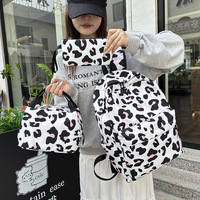 Nouveau Sac à Dos Scolaire Décontracté Unisexe en Polyester Imprimé avec Fermeture Éclair, Ensemble de 3 Pièces Multifonctionnel Tendance pour Adolescents