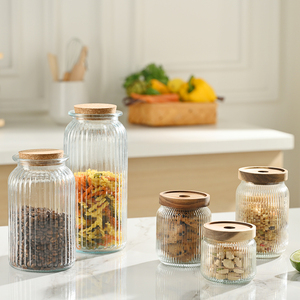 Bán Buôn Gân Thủy Tinh Lưu Trữ Lọ Thực Phẩm Container Với Keo Gỗ Kín Nắp Tái Sử Dụng Sinh Thái Thân Thiện Không Độc Hại - Product Image 5