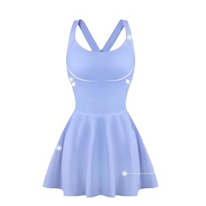 Hermoso traje deportivo para mujer para correr tenis y entrenamiento físico Falda plisada transpirable Logo Falda DE TENIS púrpura - Product Image 5
