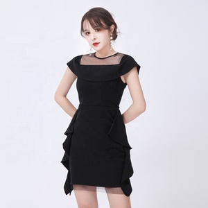 Chic Style Maille Noire à Volants D'été Volants Sans Manches Robe De Soirée - Product Image 2