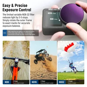 Kit de lentilles filtrantes <span class=keywords><strong>4</strong></span>-en-<span class=keywords><strong>1</strong></span> NEEWER FL-53 pour DJI Osmo Action 5 <span class=keywords><strong>Pro</strong></span>/<span class=keywords><strong>4</strong></span>, ND8-32 variable, CPL, <span class=keywords><strong>Black</strong></span> <span class=keywords><strong>Mist</strong></span> <span class=keywords><strong>1</strong></span>/<span class=keywords><strong>4</strong></span> 185 °   Objectif grand angle à visser POV - Product Image 5