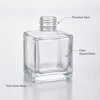 Bouteille diffuseur de parfum en verre carré transparent de 200 ml, vide, pour huiles aromatiques et diffuseurs à bâtonnets