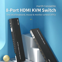 Commutateur KVM USB 8-en-1 avec 8 ports, câble KVM spécifique et interface HDMI