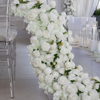 Guirlande de roses blanches artificielles élégantes pour allée de mariage, décoration de fond pour hôtel