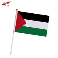 Conception personnalisée Drapeau palestinien agitant la main Drapeau palestinien normal avec tige en plastique