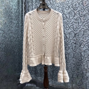 <span class=keywords><strong>Cardigan</strong></span> in maglia di <span class=keywords><strong>lana</strong></span> di alta qualità nuovo 2025 maglieria autunno inverno da donna lavorata all'uncinetto manica svasata <span class=keywords><strong>cardigan</strong></span> <span class=keywords><strong>nero</strong></span> albicocca - Product Image 1