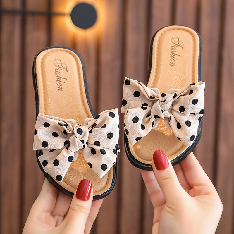 Girls Sandals Kids Summer Slides Slippers Bow Non-slip Casual Girls Flat Shoes