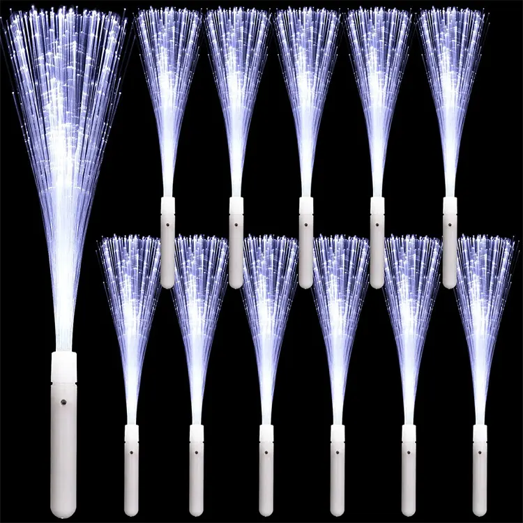 White Flashing Light Up Stick Wand LED Magic Rod with Fiber Optic For Wedding Birthday Festival Party Accessories