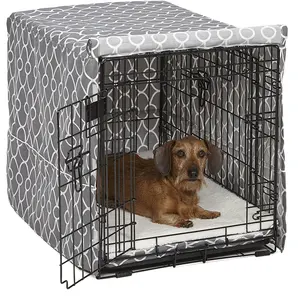 Foldable Pet stainless steel dog cat cage with crate cover and Dog Cage Cushion Crate Pad
