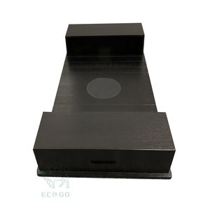 Table d'appoint pliable moderne en bambou laqué noir pour canapé, design antidérapant pour collations et boissons - Product Image 5