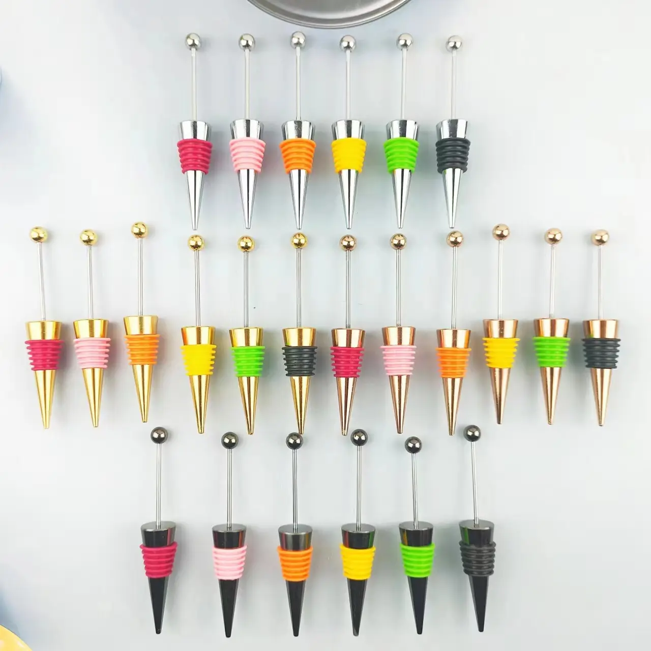 Đa-kết thúc vàng hồng Vàng DIY Bead chai rượu vang stoppers trống Bar chủ đề thêm hạt DIY beading chai stoppers để DIY