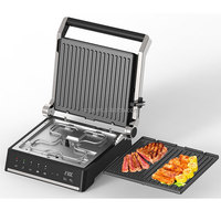AOJA-Gril électrique pour la maison, grill pour barbecue, machine à sandwich, facile à nettoyer, filet antiadhésif, plateau d'égouttement détachable, en acier inoxydable, 2000W