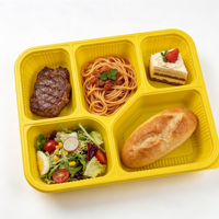 Boîtes en plastique PP jetables personnalisables à 5 compartiments pour bento, restauration rapide, sûres, recyclables, de qualité alimentaire, avec couvercles