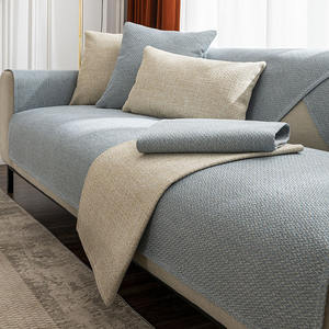 Lin couleur unie quatre saisons usage général anti-dérapant vieux tissu grossier canapé housse de coussin canapé housse canapé serviette couverture - Product Image 6