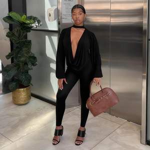 Conjunto de Pantalones y Top de Manga Larga con Cuello en V para Mujer, Estilo Sexy 2026, Vestido de Fiesta Ajustado de Satén para Club - Product Image 5