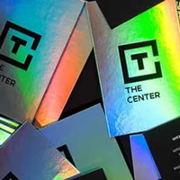 Láser de gradiente holográfico personalizado Gracias Tarjeta de papel comercial personalizada para su pequeña empresa