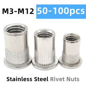 50-100 Stück Edelstahl-Riftenkerne M3 M4 M5 M6 M8 M10 M12 geknitterte SS304 Hülse Einsatz gewindete abgeschrägter Rivet-Nuss - Product Image 2