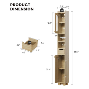 <span class=keywords><strong>Mueble</strong></span> <span class=keywords><strong>de</strong></span> <span class=keywords><strong>Baño</strong></span> Delgado <span class=keywords><strong>de</strong></span> Madera con Estantes Ajustables y Patas Ajustables, <span class=keywords><strong>Mueble</strong></span> <span class=keywords><strong>de</strong></span> Pie Independiente <span class=keywords><strong>para</strong></span> Almacenamiento <span class=keywords><strong>de</strong></span> <span class=keywords><strong>Toallas</strong></span> - Product Image 2