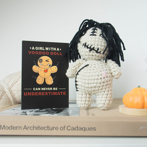 Poupée vaudou tricotée au crochet en gros Effrayant Halloween fantôme visage peluche poupée textile et tissu artisanat - Product Image 5