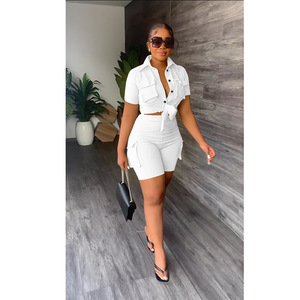 Custom Logo <strong>Women</strong> <strong>Sets</strong> Fashion Crop Top Shirt and Shorts 2 Piece Outfits Summer Two Piece Clothing <strong>Set</strong> for Woman
